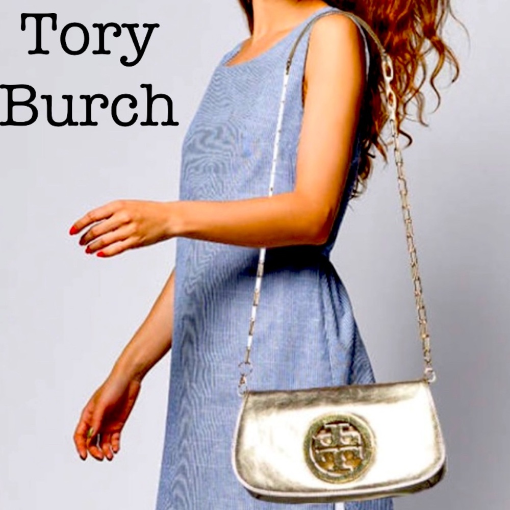 Tory Burch Metallic Gold Crossbody Shoulder Bag